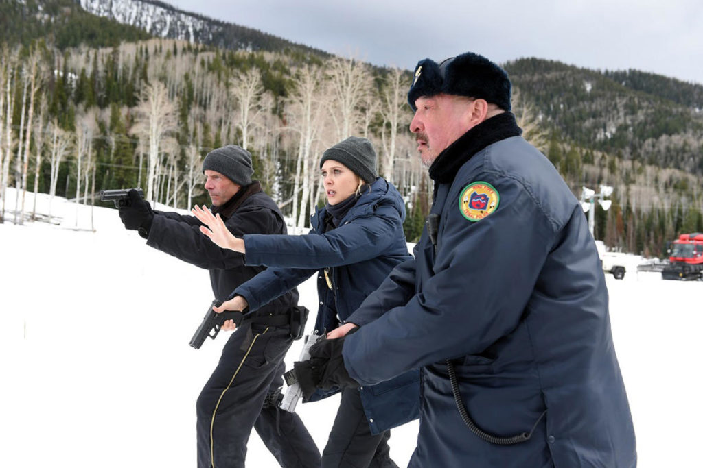 Hugh Dillon, Elizabeth Olsen and Graham Greene star in Wind River; from The Weinstein Co. press site