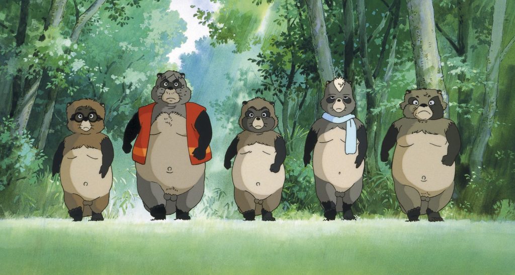 Imagen de los mapaches japoneses protagonistas de Pompoko