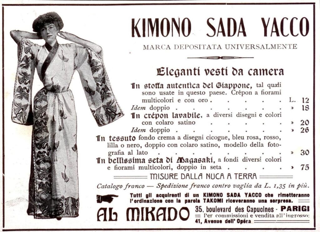 Anuncio del kimonos Sada Yakko